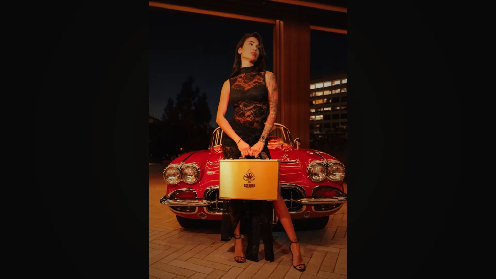 Ace Ultra Premium gold case — red convertible luxury lifestyle